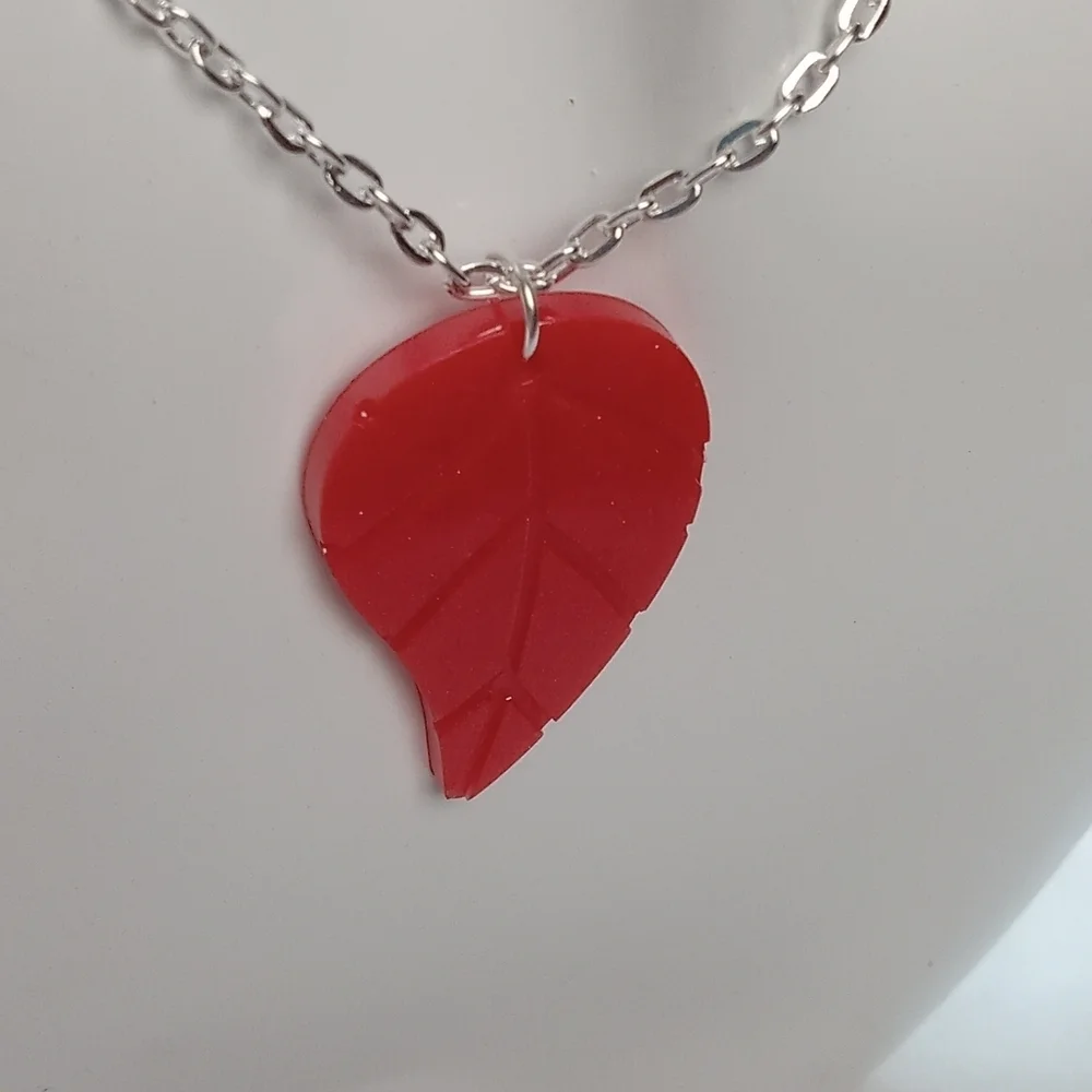 Red Leaf Pendant Necklace